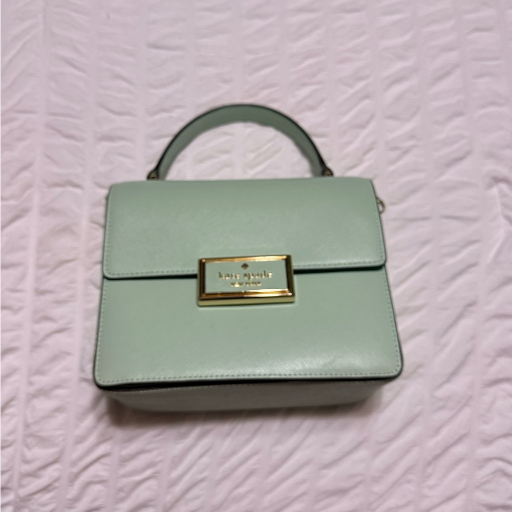 kate spade mint green top-handle satchel with gold hardware